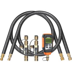 Rapid Evacuation Kit with Hoses, Core Tools, & Micron Gauge - Micron Vacuum Gauge; (2) Evacuation Hoses; (2) Valve Core Removal Tools, 1-Year, 0 - 10000 Pa, 0 - 100 mBar, 0 - 75 mmHg, 0 - 75000 microns