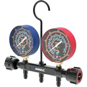 Compatible Pro Series Manifold Gauge for R454B, R32, R410A, & R22 Refrigerants - 3-1/8", 500 - 800 psi, Bottom Mount, Analogue, Manifold Gauge; Carrying Case, R-454B, R-32, R-410A, R-22