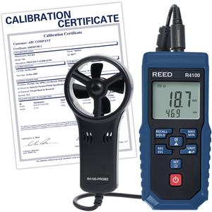 R4100 Vane Thermo-Anemometer with Air Volume with Calibration Certificate - 0.4 - 30 m/sec, Data Logging, '-4 to 140°F (-20 to 60°C), 1.96"