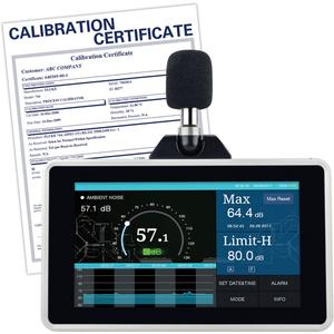 Desktop/Wall Mount Sound Level Meter with Calibration Certificate - A/C, 30 - 130 dB, Data Logging, 50 dB, 0.1 dB, 500 mS, 31.5 Hz to 8 kHz