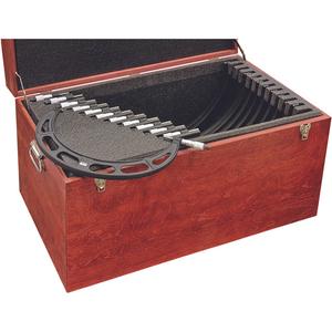 Outside Micrometer Set - 0" - 12" (0 mm - 304.8 mm), 1" - 12" Micrometers in Increments of 1"; 1" - 11" Standards in Increments of 1"; Adjusting wrench; Wood Case, 0.0001", Carbide, Flat