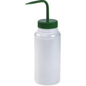 Wide-Mouth Polyethylene Wash Bottle with Green Polypropylene Cap - 32 oz., 53 mm
