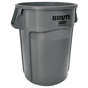 Round Brute® Containers - 10 US gal., 20 US gal., 32 US gal., 55 US gal., Polyethylene, Grey, 15.625", 17.125"