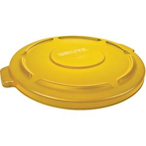 Round Brute® Tops - Plastic/Polyethylene, Flat Lid, 22" Dia., 1 3/8", Yellow