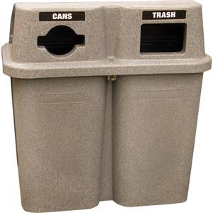 Recycling Containers Bullseye™ - Curbside, 2 x 22 US gal., Plastic, Sandstone, 38", 36", 19"