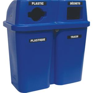 Recycling Containers Bullseye™ - Curbside, 2 x 22 US gal., Plastic, Blue, 38", 36", 19"