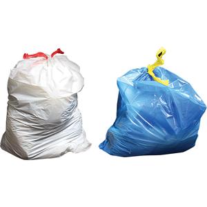 Sure-Tie® Garbage Bags - Strong, 150, Clear, 0.9 mils, Polyethylene, Draw String, 121.13 L (32 Gal.)