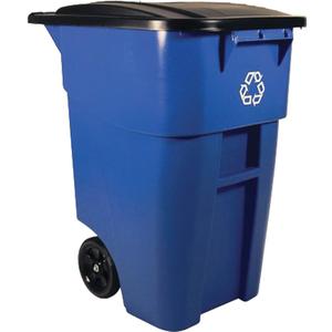 BRUTE® Roll-Out Container - Deskside, 50 US gal., Plastic, Blue