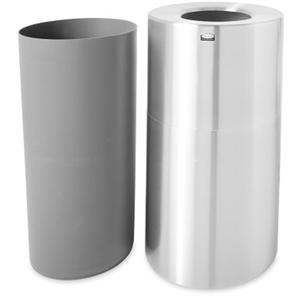 Atrium®Open-Top Waste Receptacle - 55 US gal., Metal, Satin Aluminum