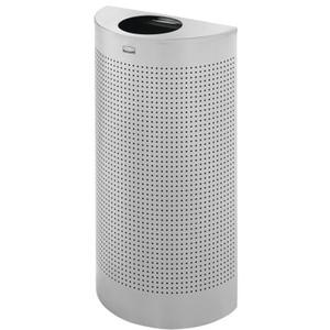 Half-Round Open Top Waste Container - 12 US gal., Steel, Black