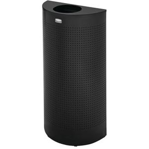 Half-Round Waste Receptacle - 12 US gal., Steel, Black