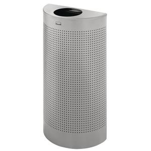 Half-Round Open Top Waste Container - 12 US gal., Steel, Desert Pearl