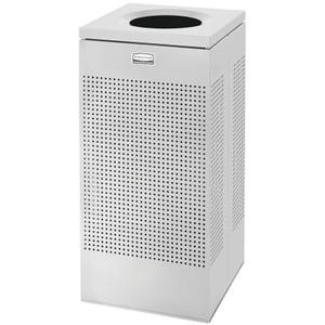 Silhouette Square Open Top Waste Receptacle - 20 US gal., Steel, Textured Black