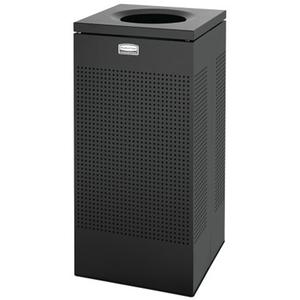 Silhouette Square Open Top Waste Receptacle - 20 US gal., Steel, Textured Black