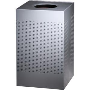Silhouette Square Open Top Waste Receptacle - 20 US gal., Steel, Silver