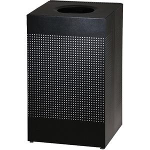 Silhouette Square Open Top Waste Receptacle - 20 US gal., Steel, Textured Black