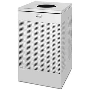 Silhouette Square Open Top Waste Receptacle - 20 US gal., Stainless Steel, Stainless Steel