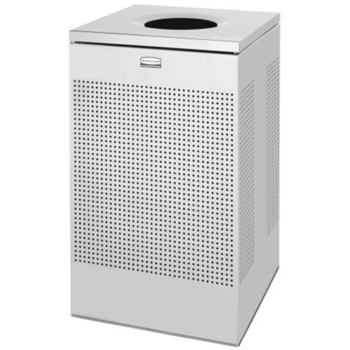 Silhouette Square Open Top Waste Receptacle - 20 US gal., Stainless Steel, Stainless Steel