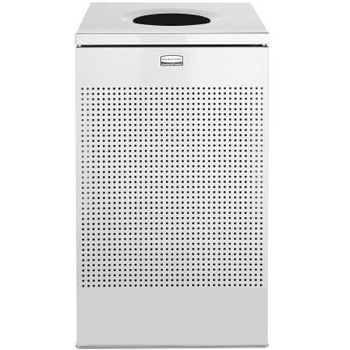 Silhouette Square Open Top Waste Receptacle - 20 US gal., Stainless Steel, Stainless Steel - Image 2