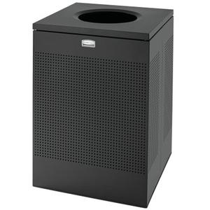 Silhouette Square Open Top Waste Receptacle - 40 US gal., Steel, Textured Black
