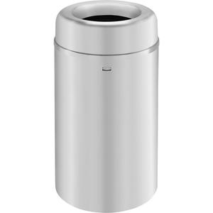 Crowne Open-Top Round Waste Receptacle - 30 US gal., Steel, Satin Brass
