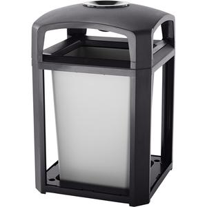 Landmark Series Waste Receptacle & Ash Tray - 35 US gal., Plastic, 40", Sable Brown