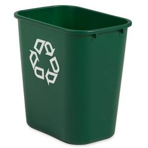 Medium Recycling Wastebasket - Deskside, 28 US Qt., Plastic, Green