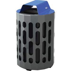 2020 Stingray Waste Receptacles - 42 US gal., Metal, 23", 23", 39", Grey with Blue Top