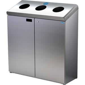 Floor Standing Recycling Station - Bulk, 42 gal., Stainless Steel, 36-1/2", 13-3/8", 39-1/2"