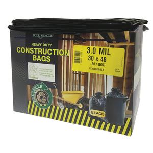 Contractor Liners - Strong, 20, Black, 3 mils, Recycled Material, Open Top, 113.56 L (30 Gal.), 3 mil