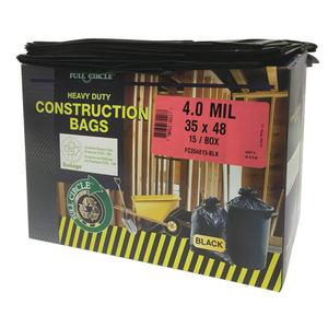 Contractor Liners - Strong, 15, Black, 4 mils, Recycled Material, Open Top, 166.55 L (44 Gal.), 4 mil