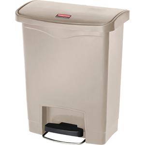 Slim Jim® Waste Container - 8 US gal., Resin, 21.10", 10.65", Beige, 16.73"