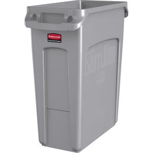 Slim Jim® Vented Containers - Deskside, 16 US gal., Polyethylene, Grey, 35" x 50"