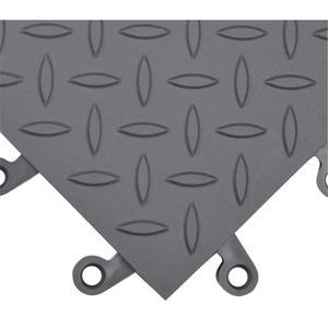 ErgoDeck® Ergonomic Flooring System No. 590 - 1-1/2', 1-1/2', 7/8", Charcoal, PVC, Wet/Dry/Oily, Solid, Diamond