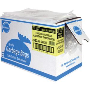 Food-Grade Garbage Bags - X-Strong, 100, Clear, 0.92 mils, Polyethylene, Open Top, Case
