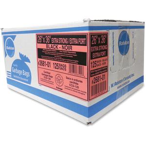 Industrial Garbage Bags - X-Strong, 125, Black, 1.17 mils, Recycled Material, Open Top, Case