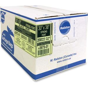 Industrial Garbage Bags - Strong, 200, Black, 0.85 mils, Recycled Material, Open Top, Roll, 200 Bags