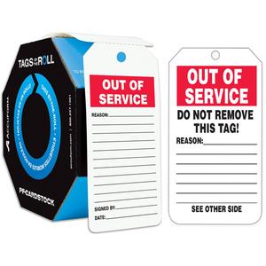 Safety Tags By-The-Roll - English, Cardstock, 3", 6-1/4", Roll