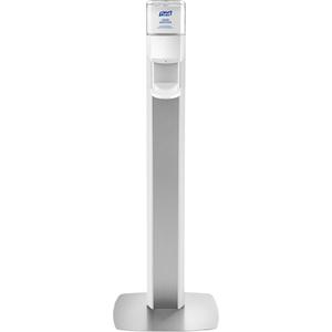 Messenger™ ES6 Silver Panel Floor Stand with Dispenser - White/Siver