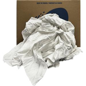 Recycled Wiping Rags - Cotton, White, Box, 20 lbs