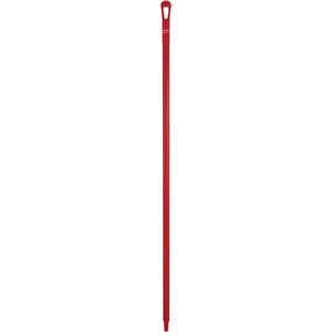 Ultra Hygiene Handle - Ergonomic, Polypropylene, 59", 1-1/4", Euro Threaded, Red, Broom/Squeegee/Scraper