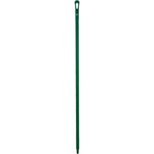 Ultra Hygiene Handle - Ergonomic, Polypropylene, 59", 1-1/4", Euro Threaded, Green, Broom/Squeegee/Scraper
