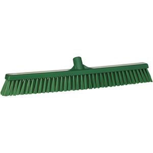 Combo Bristle Push Broom - Polyester, 24", Fine/Coarse, Green, Green