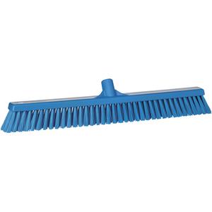 Combo Bristle Push Broom - Polyester, 24", Fine/Coarse, Blue, Blue