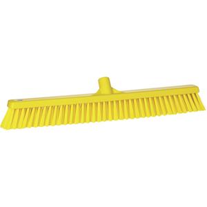 Combo Bristle Push Broom - Polyester, 24", Fine/Coarse, Yellow, Yellow