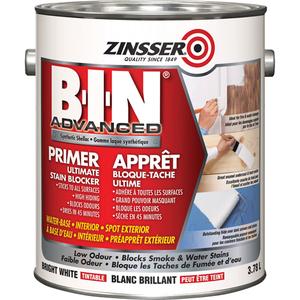 B-I-N® Advanced Synthetic Shellac Based Primer - Gallon, White, Tintable Bright White, 3.78 L, 3.78 L