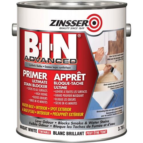 B-I-N® Advanced Synthetic Shellac Based Primer - Gallon, White, Tintable Bright White, 3.78 L, 3.78 L