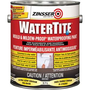 Watertite® Mold & Mildew-Proof™ Waterproofing Paint - Gallon, White, 3.78 L, 3.78 L, Eggshell, White