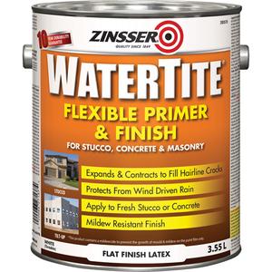 Watertite® Weatherproof Flexible Primer & Finish - Gallon, White, White, Deep Tint Base, 3.55 L, 3.55 L, Very Flat, 10 Year Durability