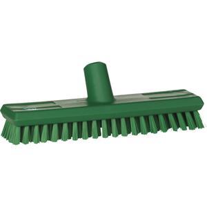 Water-Fed Deck Scrub Brush - Polyester, 10-3/4", X-Coarse, Green, Green, 3", 3-1/2"